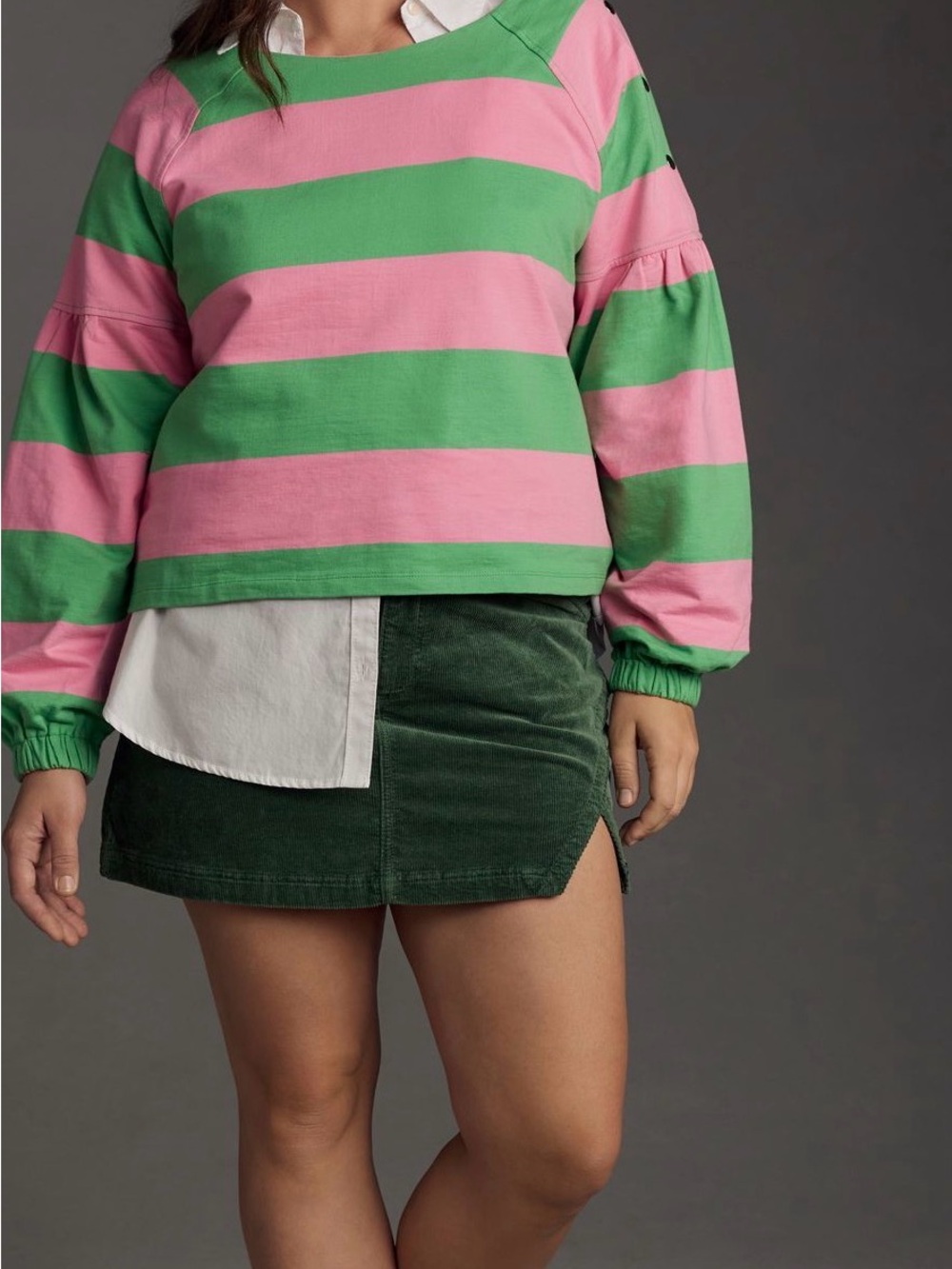 Maeve by Anthropologie Mauve French Terry Puff Sleeve Layered Sweatshirt XXS - Picture 10 of 10